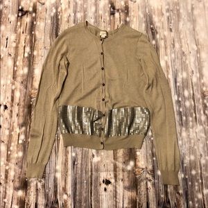 Loft beige cardigan with silver sequins design